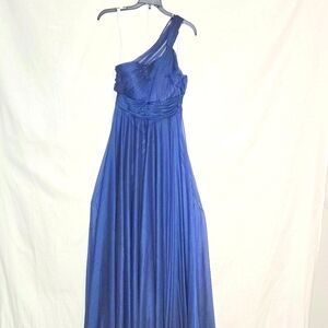 Azazie Charlize Navy Blue A4 Bridesmaid Long Gown Dress One Shoulder Chiffon